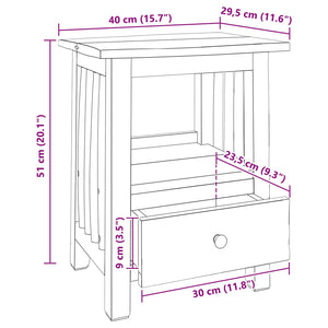 Nachttisch Braun Massivholz 30x30x47cm