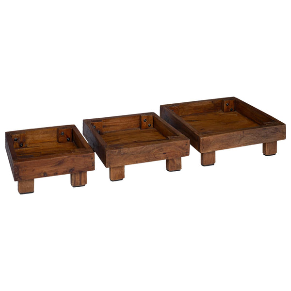 Pflanzenständer 3er Set Mahagoni Braun