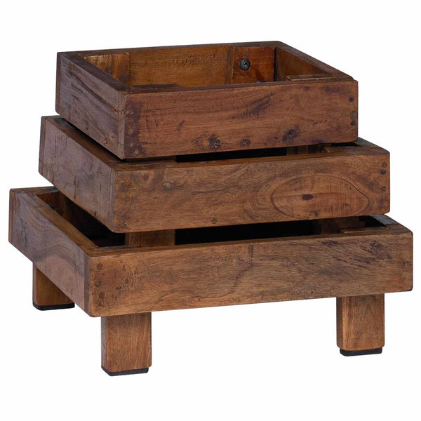 Pflanzenständer 3er Set Mahagoni Braun