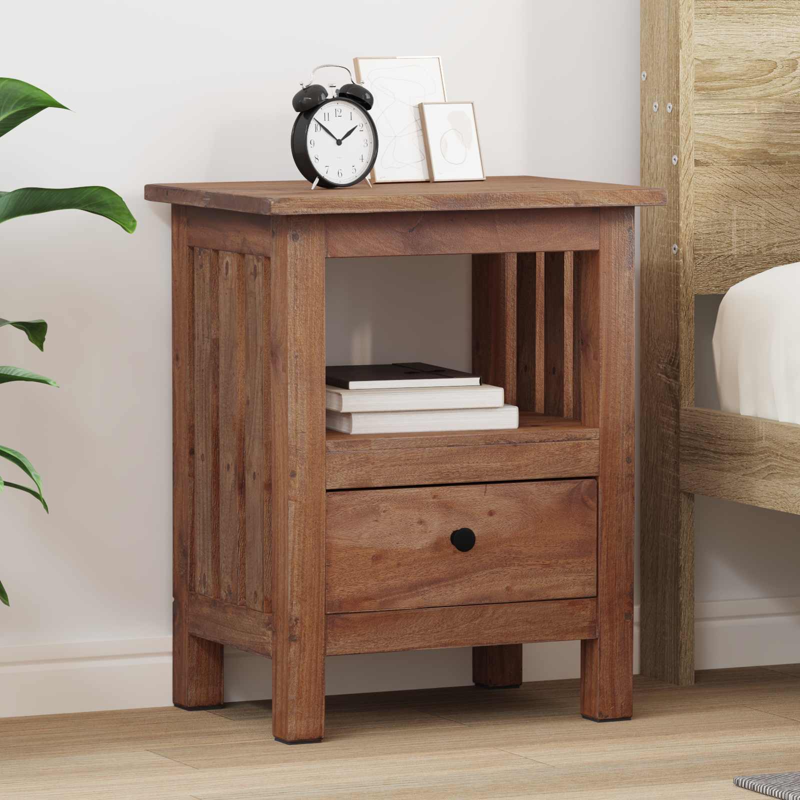 Nachttisch Braun Massivholz Mahagoni 41x30x50 cm