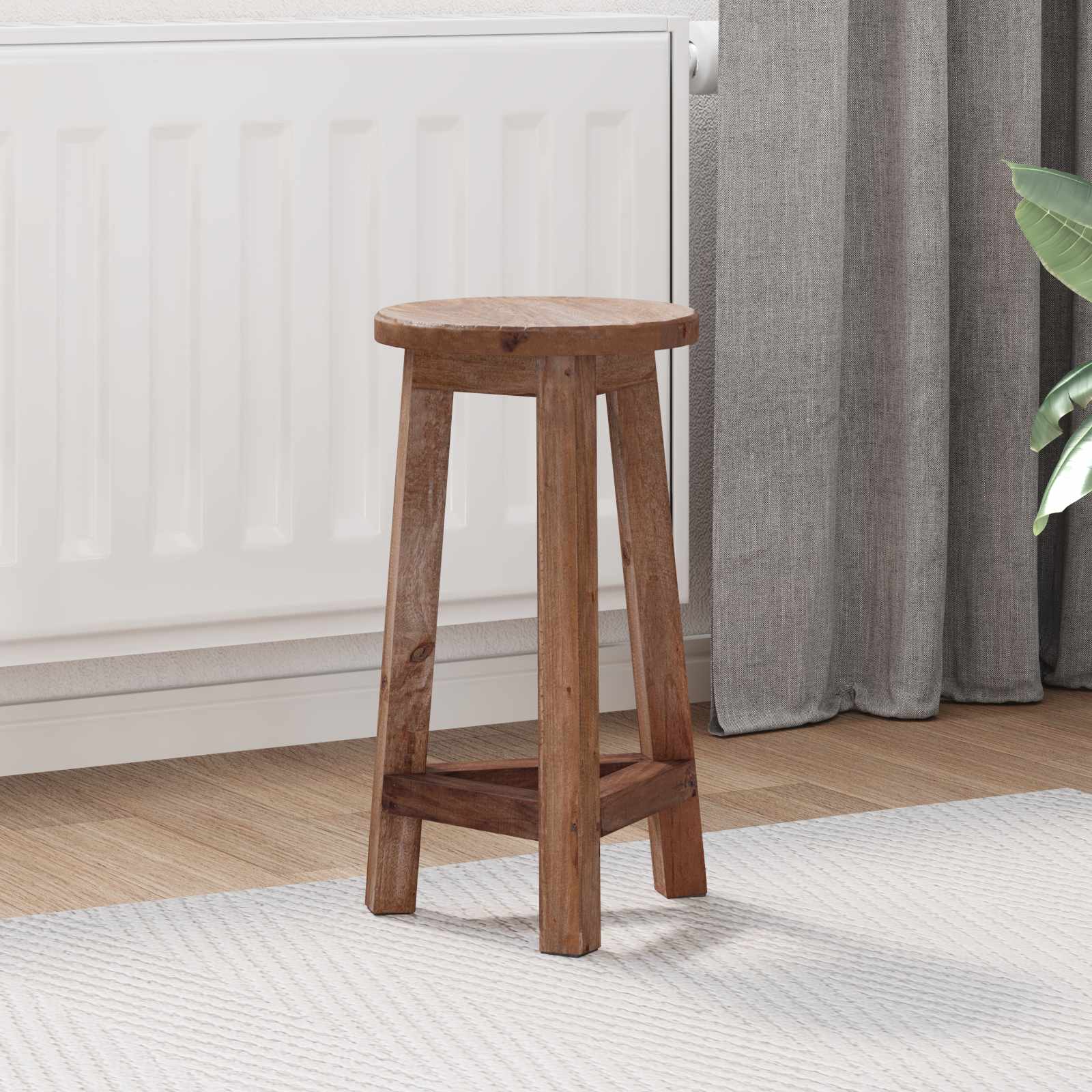 Mahagoni Hocker Natur 28x28x50cm