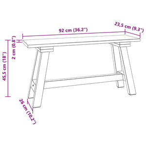 vidaXL Banc Naturel 92 x 23,5 x 45,5 cm Bois massif d'acajou