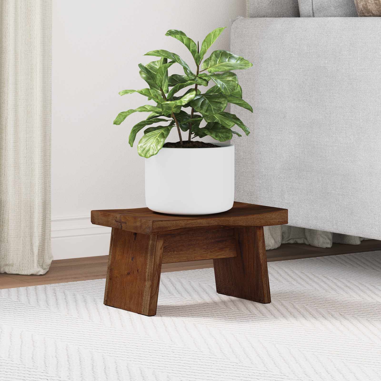Hocker Natur Mahagoni Holz 29x20x17 cm