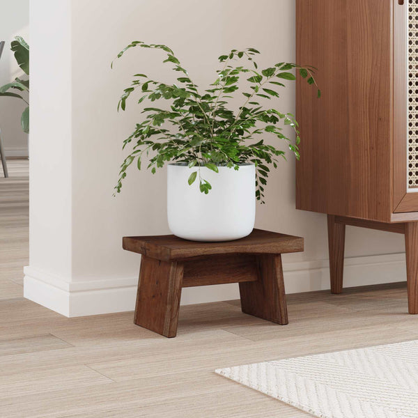Hocker Natur Mahagoni Holz 29x20x17 cm