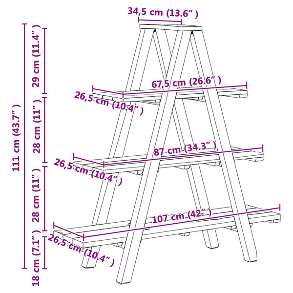 Klappregal Braun Massivholz 112cm