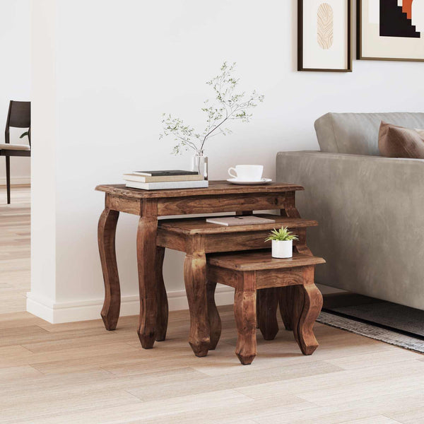 Nesttisch 3er Set Braun Mahagoni