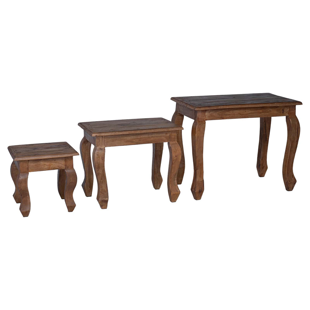 vidaXL Nesting Table 3 pcs Brown Solid Mahogany Wood