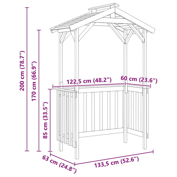 Grillhütte aus imprägniertem Kiefernholz