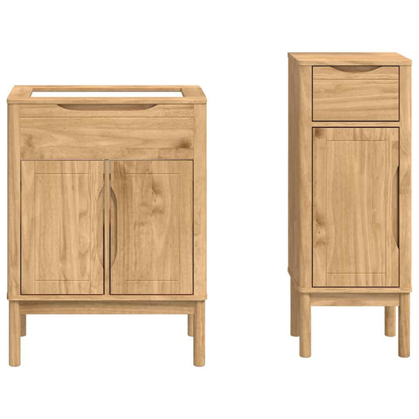 Badezimmermöbel Set FLORO 2tlg. Kiefer Massivholz Braun