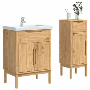 Badezimmermöbel Set FLORO 2tlg. Kiefer Massivholz Braun