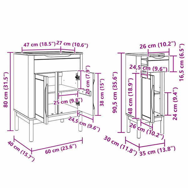 Weißes Badezimmermöbel-Set FLORO, 2-teilig