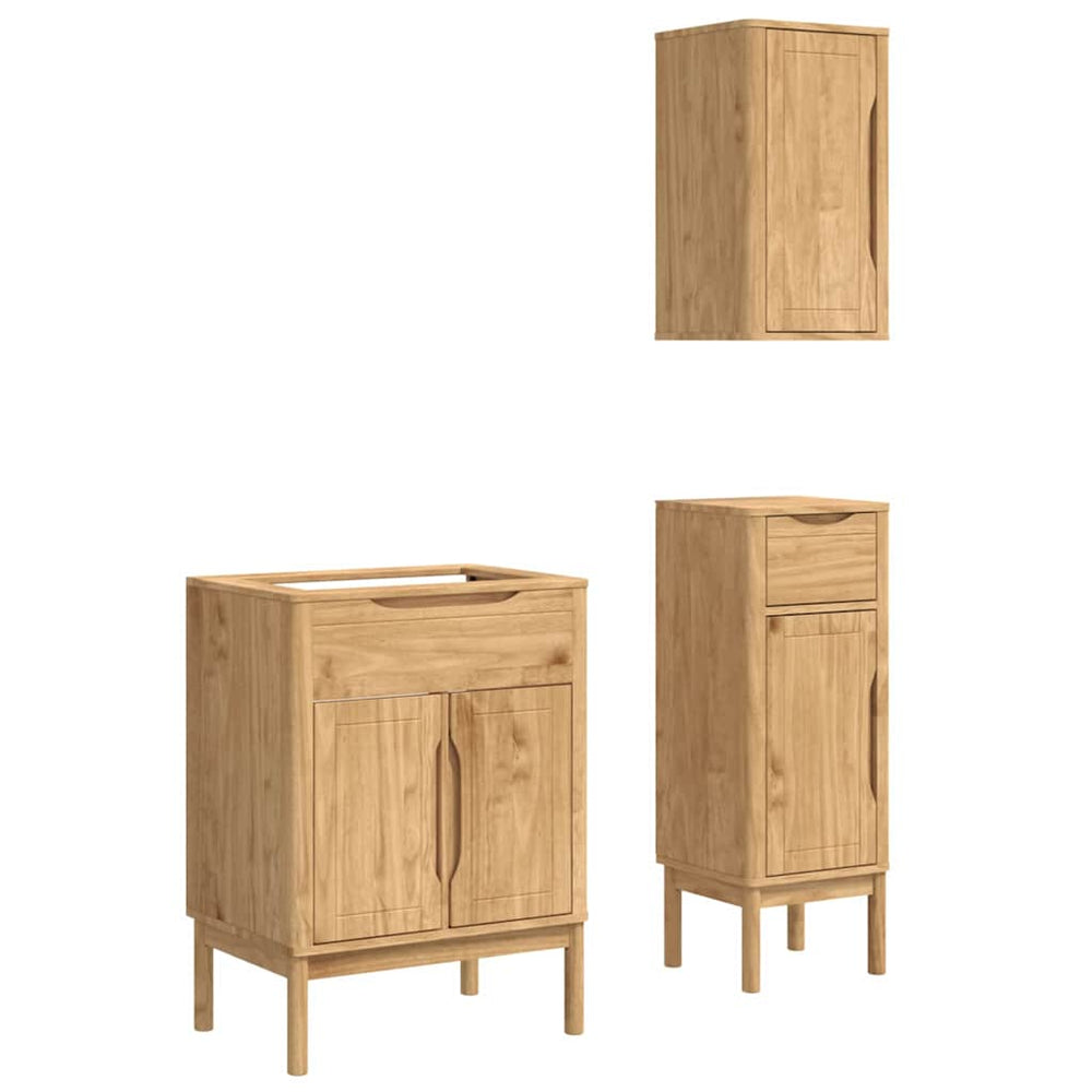 Badezimmermöbel Set FLORO Kiefer Massivholz Braun