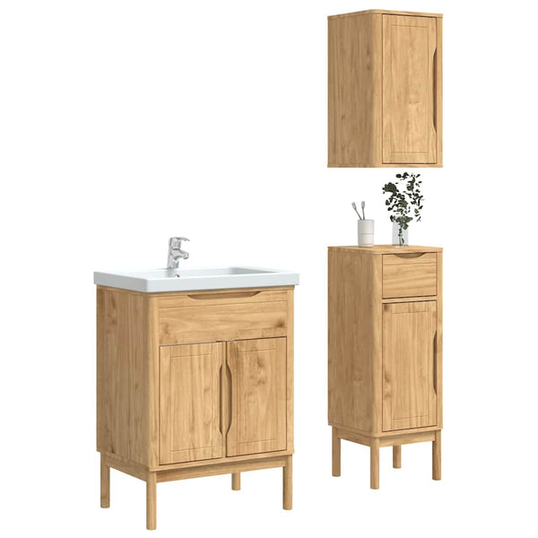 Badezimmermöbel Set FLORO Kiefer Massivholz Braun
