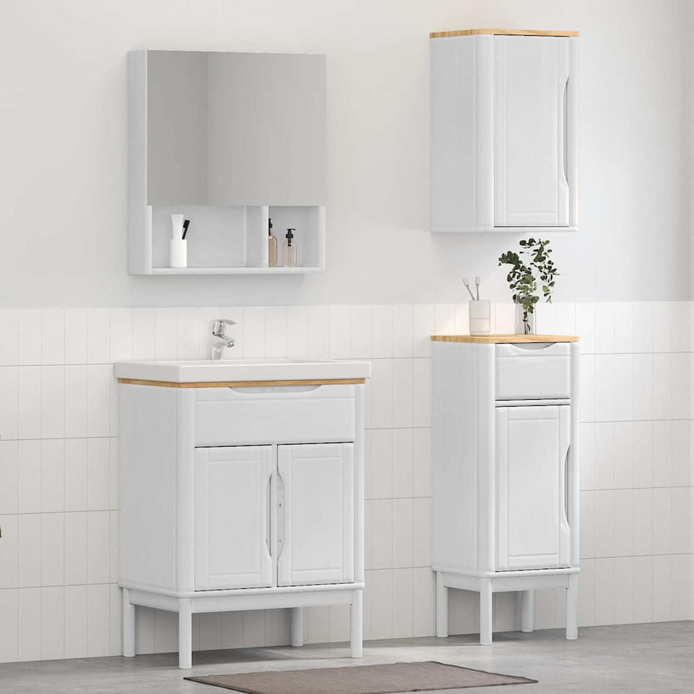 Weißes Badezimmermöbel-Set Kiefer Massivholz 3-teilig