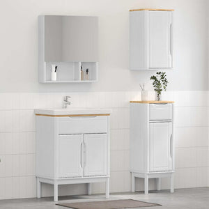 Weißes Badezimmermöbel-Set Kiefer Massivholz 3-teilig