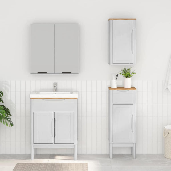 Weißes Badezimmermöbel-Set Kiefer Massivholz 3-teilig