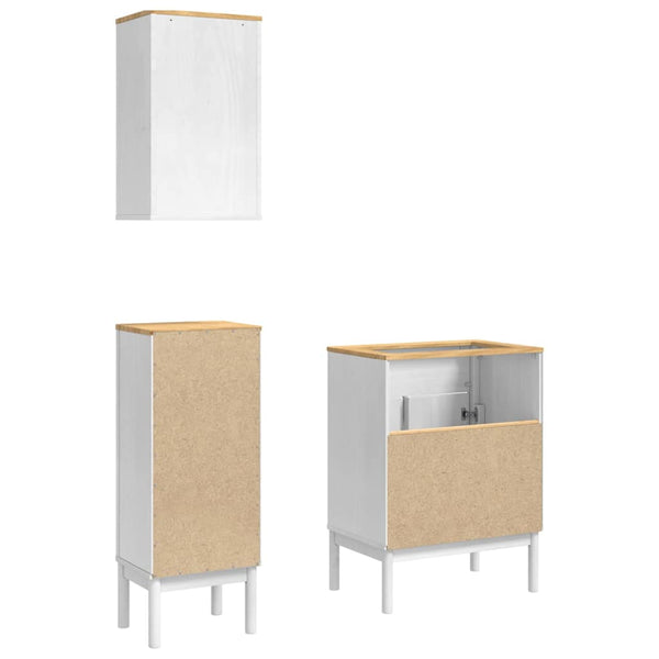 Weißes Badezimmermöbel-Set Kiefer Massivholz 3-teilig