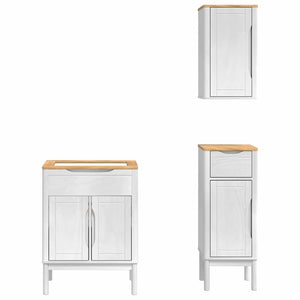 Weißes Badezimmermöbel-Set Kiefer Massivholz 3-teilig