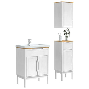 Weißes Badezimmermöbel-Set Kiefer Massivholz 3-teilig