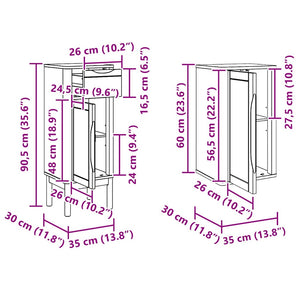 Weißes Badezimmermöbel-Set Kiefer Massivholz 3-teilig
