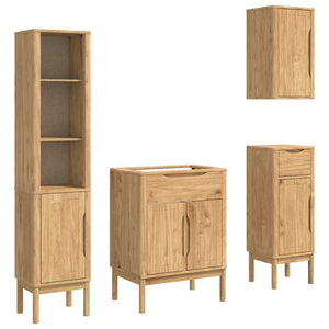 Badezimmermöbel Set FLORO 4-teilig Kiefer Braun