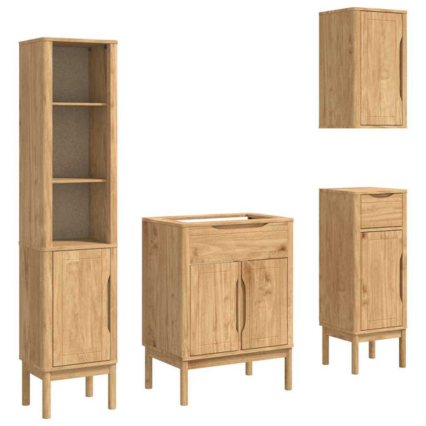 Badezimmermöbel Set FLORO 4-teilig Kiefer Braun