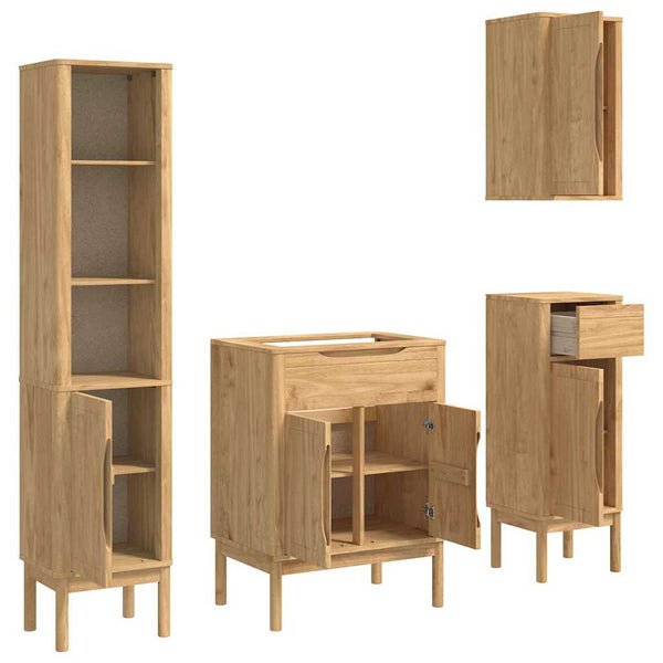 Badezimmermöbel Set FLORO 4-teilig Kiefer Braun