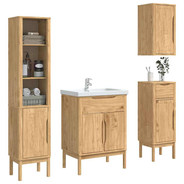 Badezimmermöbel Set FLORO 4-teilig Kiefer Braun