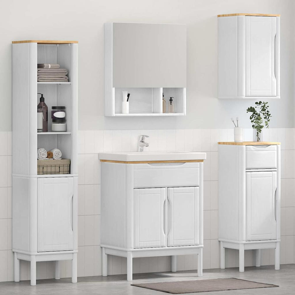 Badezimmermöbel Set Weiß Kiefer 4-teilig