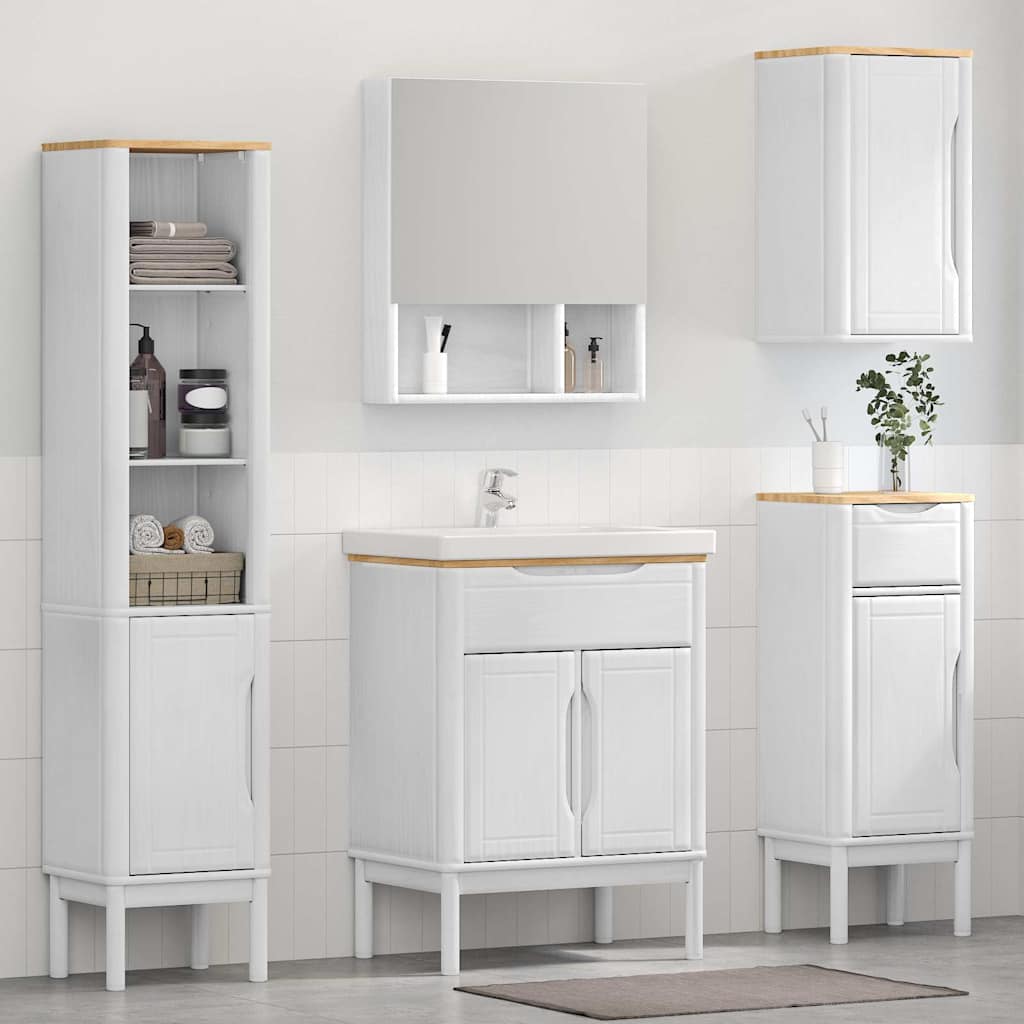 Badezimmermöbel Set Weiß Kiefer 4-teilig