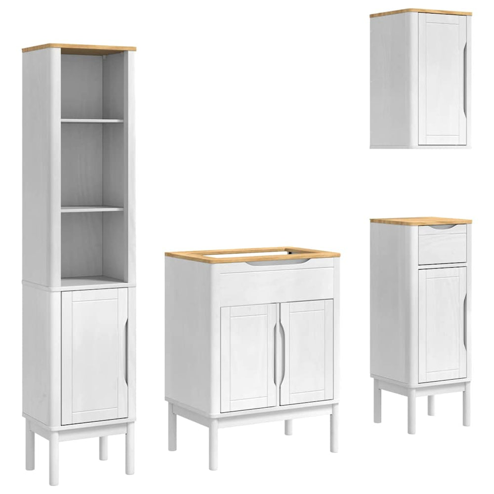 Badezimmermöbel Set Weiß Kiefer 4-teilig