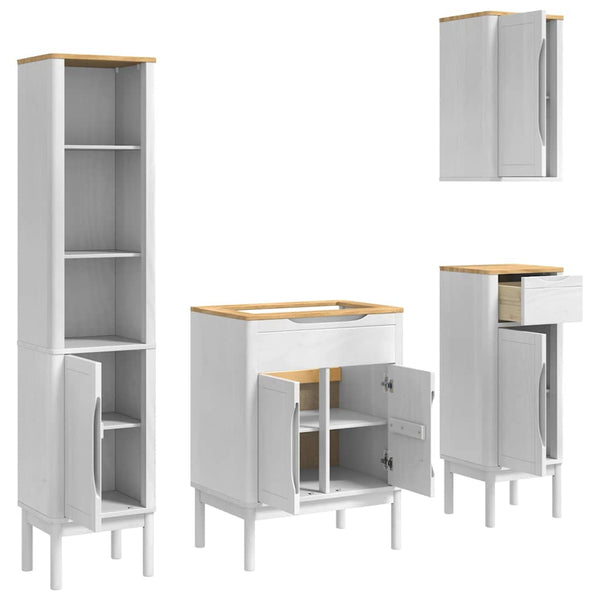 Badezimmermöbel Set Weiß Kiefer 4-teilig