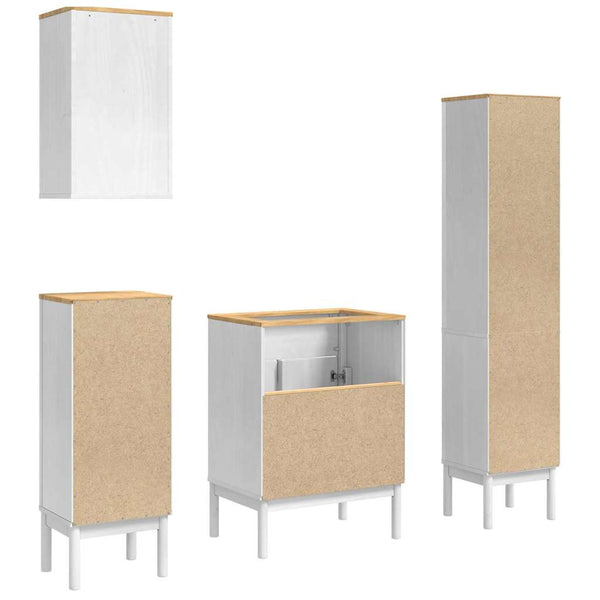 Badezimmermöbel Set Weiß Kiefer 4-teilig