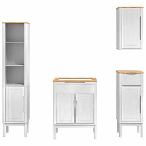 Badezimmermöbel Set Weiß Kiefer 4-teilig