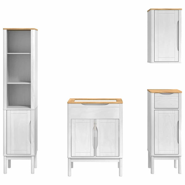 Badezimmermöbel Set Weiß Kiefer 4-teilig