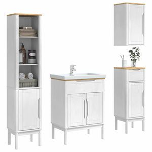 Badezimmermöbel Set Weiß Kiefer 4-teilig