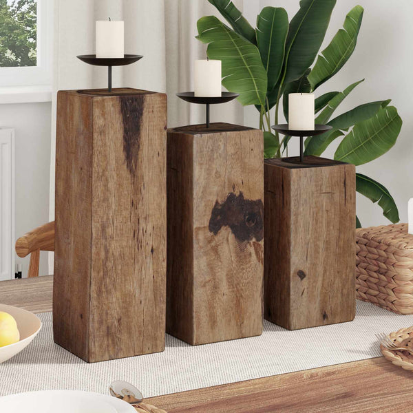 Kerzenhalter 3er Set Altholz Massivholz Natur