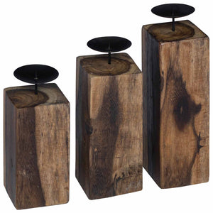Kerzenhalter 3er Set Altholz Massivholz Natur
