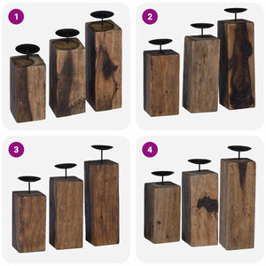 Kerzenhalter 3er Set Altholz Massivholz Natur