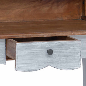 vidaXL Bureau marron et blanc 80 x 40 x 92 cm Bois de mahogany massif