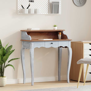 vidaXL Bureau marron et blanc 80 x 40 x 92 cm Bois de mahogany massif