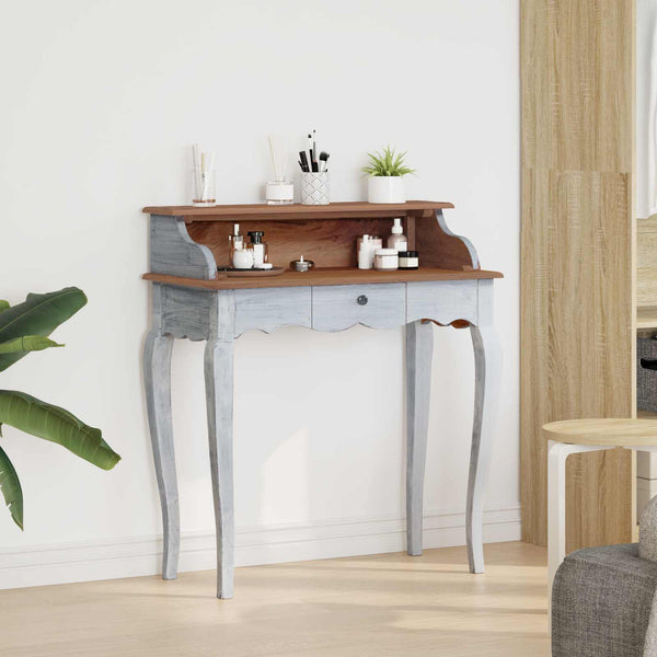 vidaXL Bureau marron et blanc 80 x 40 x 92 cm Bois de mahogany massif