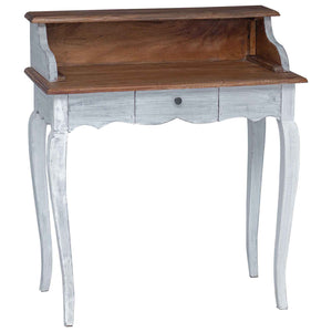 vidaXL Bureau marron et blanc 80 x 40 x 92 cm Bois de mahogany massif
