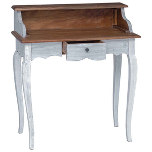 vidaXL Bureau marron et blanc 80 x 40 x 92 cm Bois de mahogany massif
