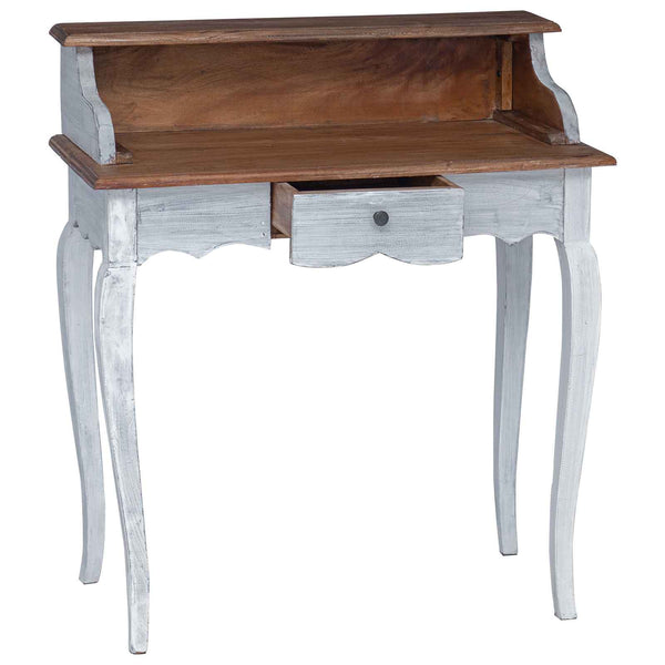 vidaXL Bureau marron et blanc 80 x 40 x 92 cm Bois de mahogany massif