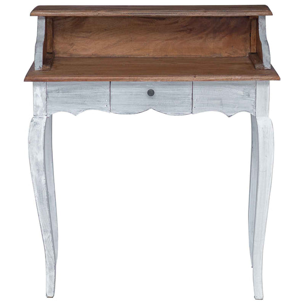 vidaXL Bureau marron et blanc 80 x 40 x 92 cm Bois de mahogany massif
