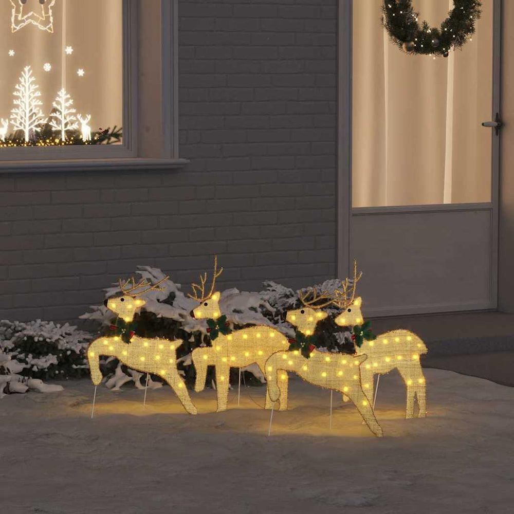 LED Rentiere Gold Stoff 4er Set