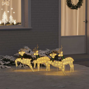 LED Rentiere Gold Stoff 4er Set