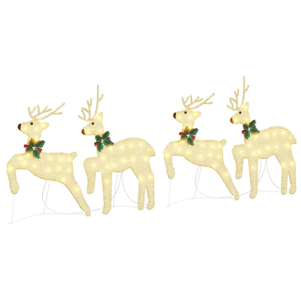 LED Rentiere Gold Stoff 4er Set