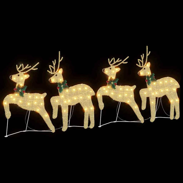 LED Rentiere Gold Stoff 4er Set